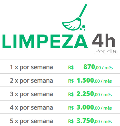 Tabela Limpeza 4h